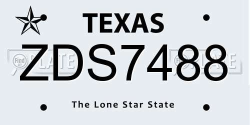 ZDS7488 Texas License Plate