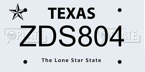 ZDS804 Texas License Plate