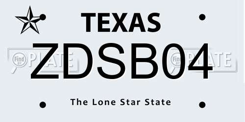 ZDSB04 Texas License Plate