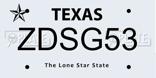 ZDSG53 Texas License Plate