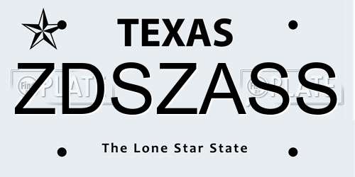 ZDSZASS Texas License Plate