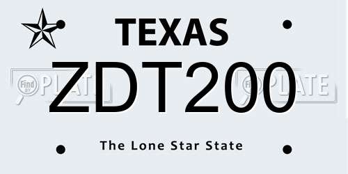 ZDT200 Texas License Plate