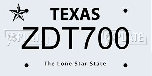 ZDT700 Texas License Plate