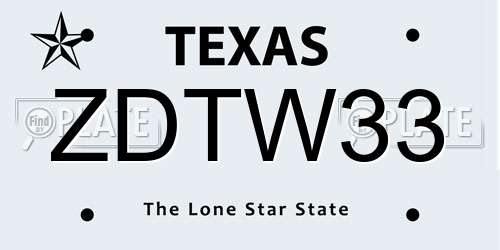 ZDTW33 Texas License Plate