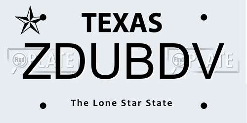 ZDUBDV Texas License Plate