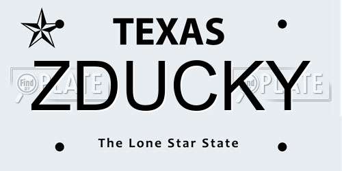 ZDUCKY Texas License Plate