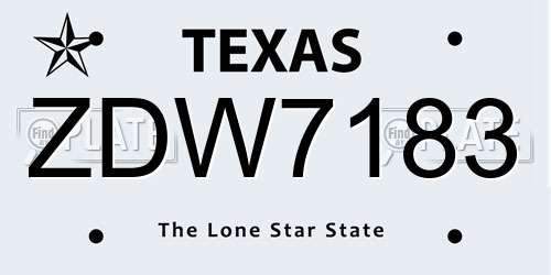 ZDW7183 Texas License Plate