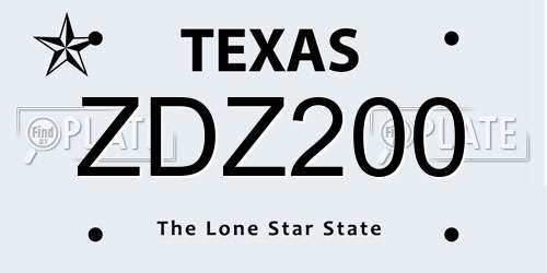 ZDZ200 Texas License Plate