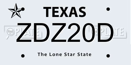 ZDZ20D Texas License Plate