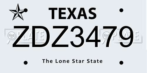 ZDZ3479 Texas License Plate