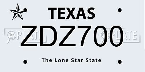 ZDZ700 Texas License Plate