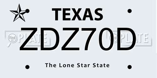 ZDZ70D Texas License Plate