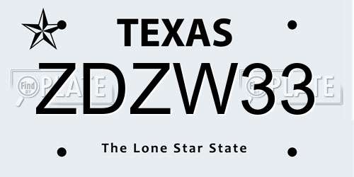 ZDZW33 Texas License Plate