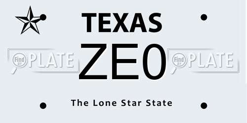 ZE0 Texas License Plate
