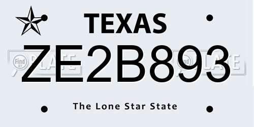ZE2B893 Texas License Plate