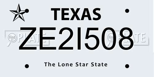 ZE2I508 Texas License Plate