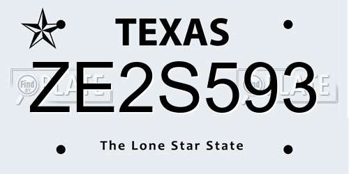 ZE2S593 Texas License Plate