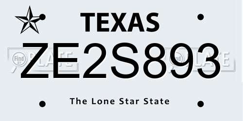 ZE2S893 Texas License Plate