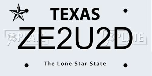 ZE2U2D Texas License Plate
