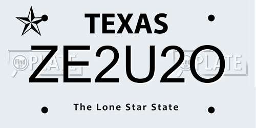 ZE2U2O Texas License Plate