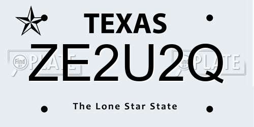 ZE2U2Q Texas License Plate