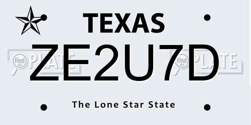 ZE2U7D Texas License Plate