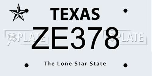 ZE378 Texas License Plate