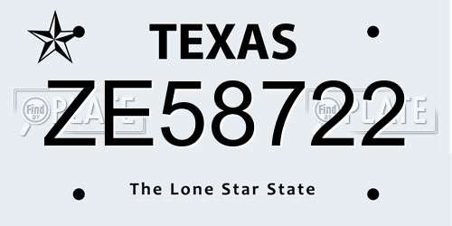 ZE58722 Texas License Plate