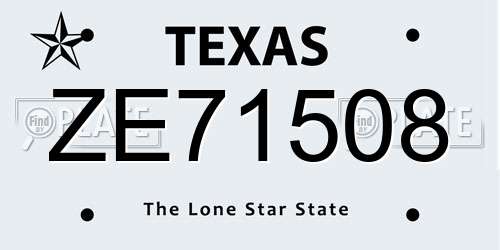 ZE71508 Texas License Plate