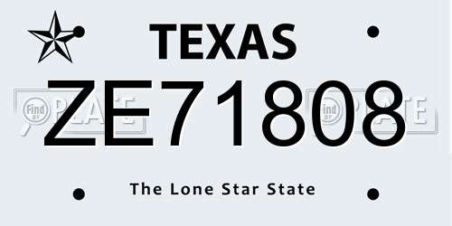 ZE71808 Texas License Plate