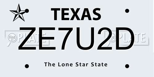 ZE7U2D Texas License Plate