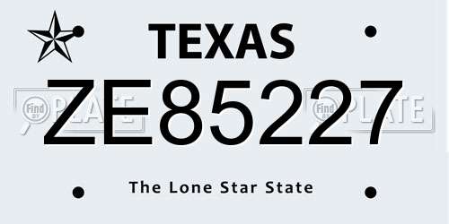 ZE85227 Texas License Plate