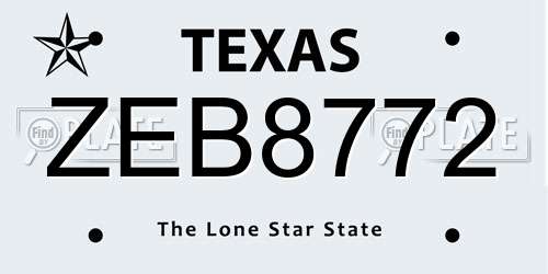 ZEB8772 Texas License Plate