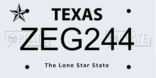 ZEG244 Texas License Plate