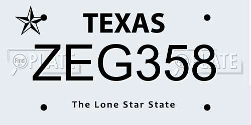 ZEG358 Texas License Plate