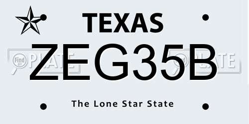 ZEG35B Texas License Plate