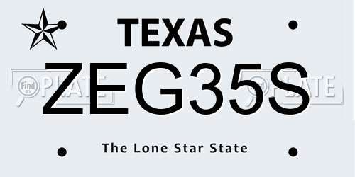 ZEG35S Texas License Plate