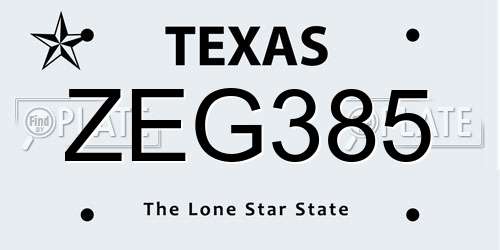 ZEG385 Texas License Plate