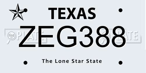 ZEG388 Texas License Plate