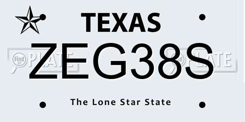 ZEG38S Texas License Plate