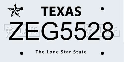 ZEG5528 Texas License Plate