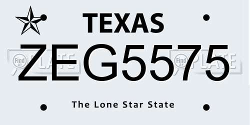 ZEG5575 Texas License Plate