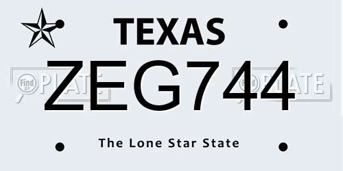 ZEG744 Texas License Plate