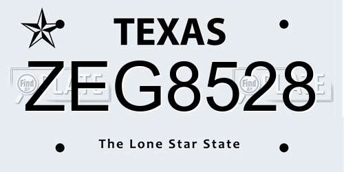 ZEG8528 Texas License Plate