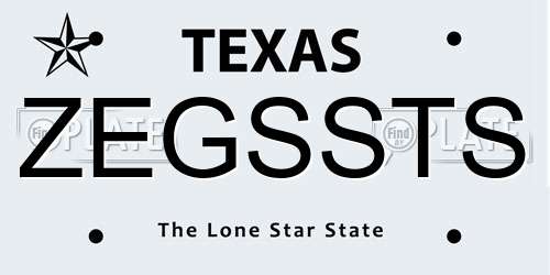 ZEGSSTS Texas License Plate