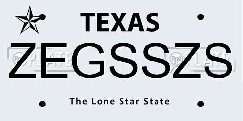 ZEGSSZS Texas License Plate