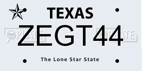 ZEGT44 Texas License Plate