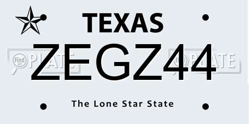 ZEGZ44 Texas License Plate