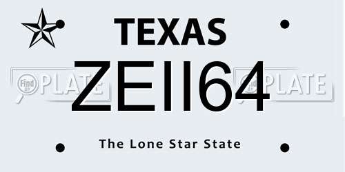ZEII64 Texas License Plate