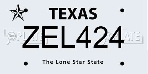 ZEL424 Texas License Plate
